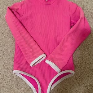 LainSnow Kids Pink Long Sleeve Swim Bodysuit